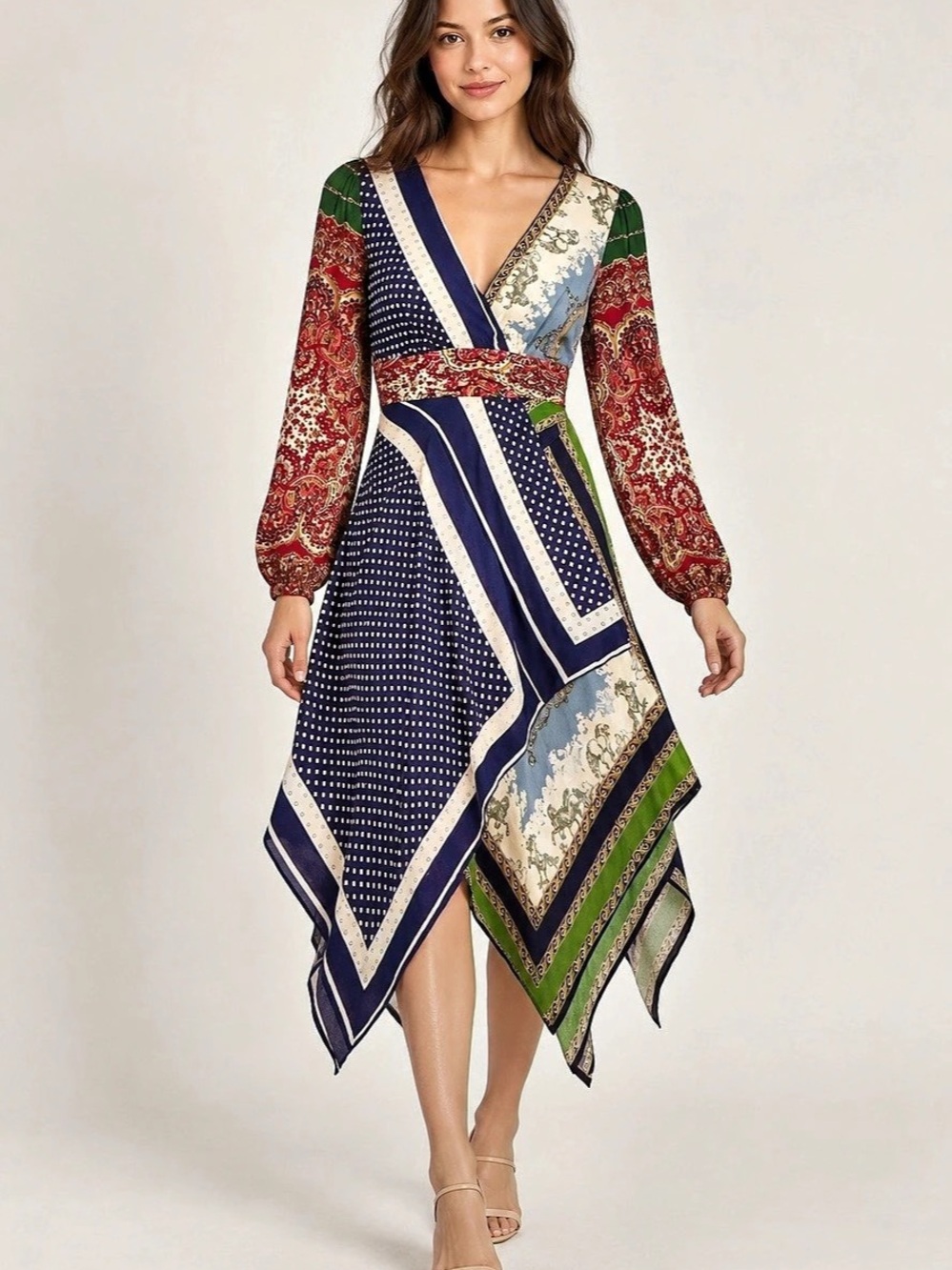 Anthropologie Moulinette Soeurs Scarf Print Handkerchief Hem Dress Size 6